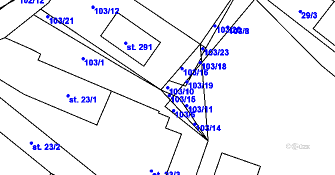 Parcela st. 103/10 v KÚ Slapy u Tábora, Katastrální mapa
