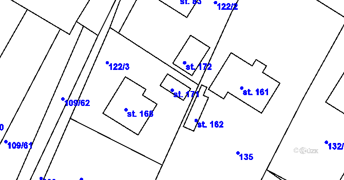 Parcela st. 171 v KÚ Slapy u Tábora, Katastrální mapa