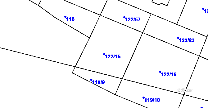 Parcela st. 122/15 v KÚ Slapy u Tábora, Katastrální mapa