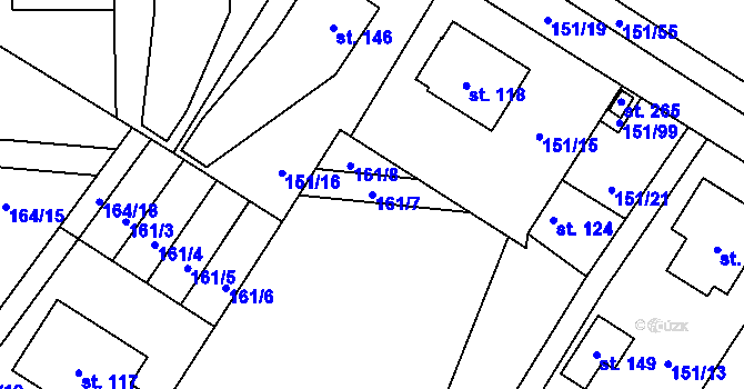 Parcela st. 161/7 v KÚ Slapy u Tábora, Katastrální mapa