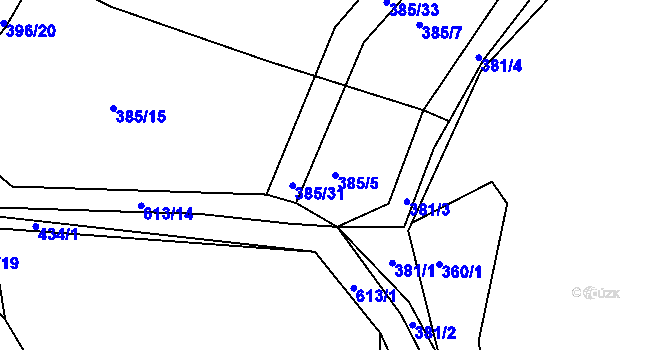Parcela st. 385/5 v KÚ Slapy u Tábora, Katastrální mapa