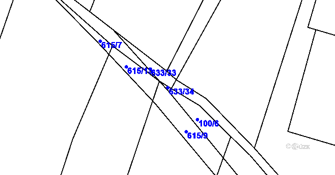 Parcela st. 633/34 v KÚ Slapy u Tábora, Katastrální mapa