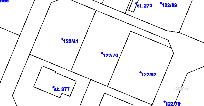 Parcela st. 122/70 v KÚ Slapy u Tábora, Katastrální mapa