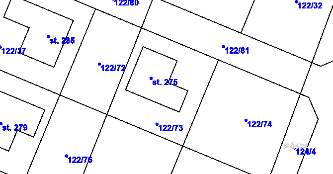 Parcela st. 122/73 v KÚ Slapy u Tábora, Katastrální mapa