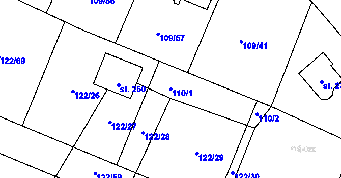 Parcela st. 110/1 v KÚ Slapy u Tábora, Katastrální mapa