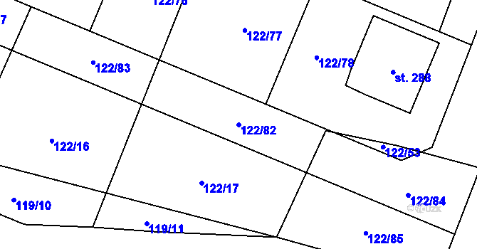 Parcela st. 122/82 v KÚ Slapy u Tábora, Katastrální mapa