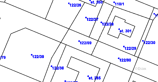 Parcela st. 122/59 v KÚ Slapy u Tábora, Katastrální mapa