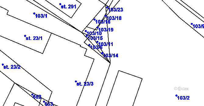 Parcela st. 103/14 v KÚ Slapy u Tábora, Katastrální mapa