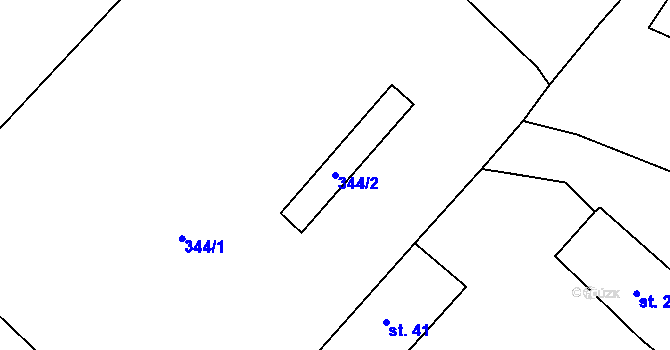 Parcela st. 344/2 v KÚ Balkova Lhota, Katastrální mapa