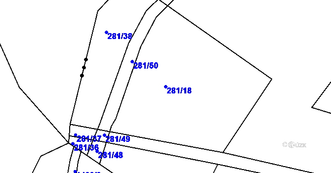 Parcela st. 281/18 v KÚ Balkova Lhota, Katastrální mapa