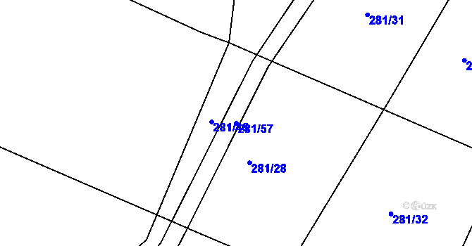 Parcela st. 281/57 v KÚ Balkova Lhota, Katastrální mapa