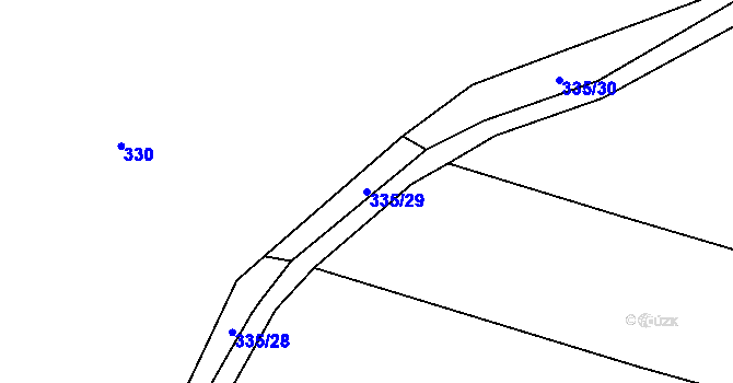 Parcela st. 335/29 v KÚ Balkova Lhota, Katastrální mapa