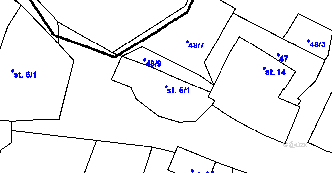 Parcela st. 5/1 v KÚ Radimovice u Tábora, Katastrální mapa