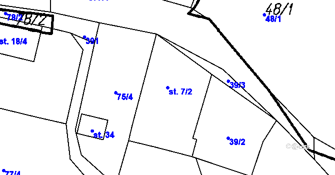 Parcela st. 7/2 v KÚ Radimovice u Tábora, Katastrální mapa