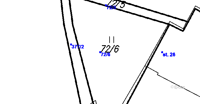 Parcela st. 72/6 v KÚ Radimovice u Tábora, Katastrální mapa