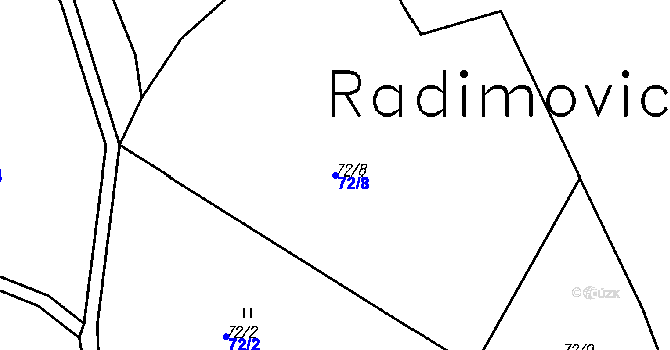 Parcela st. 72/8 v KÚ Radimovice u Tábora, Katastrální mapa