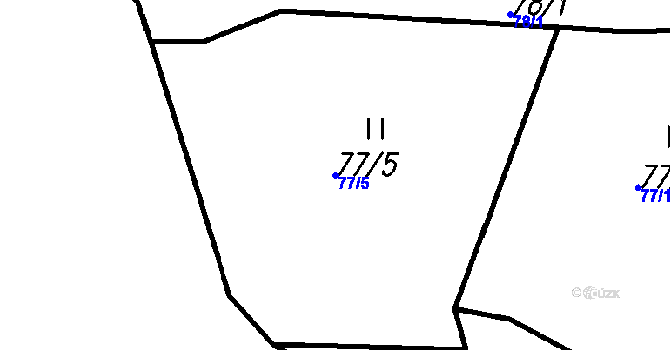 Parcela st. 77/5 v KÚ Radimovice u Tábora, Katastrální mapa