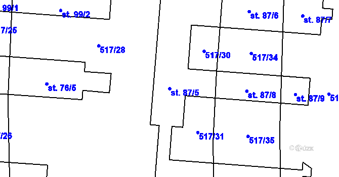 Parcela st. 87/5 v KÚ Radkov u Tábora, Katastrální mapa