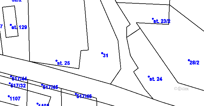Parcela st. 31 v KÚ Radkov u Tábora, Katastrální mapa