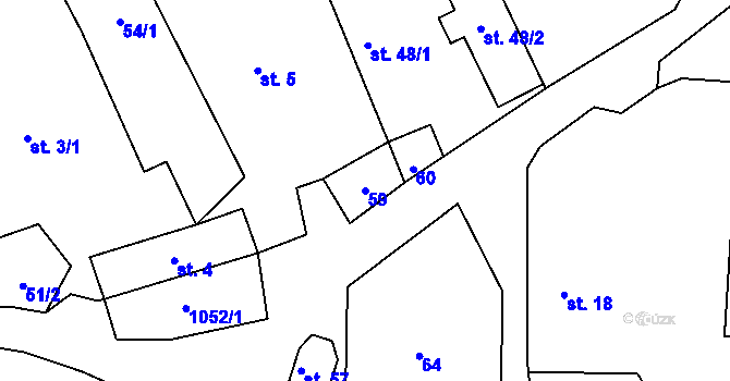 Parcela st. 59 v KÚ Radkov u Tábora, Katastrální mapa