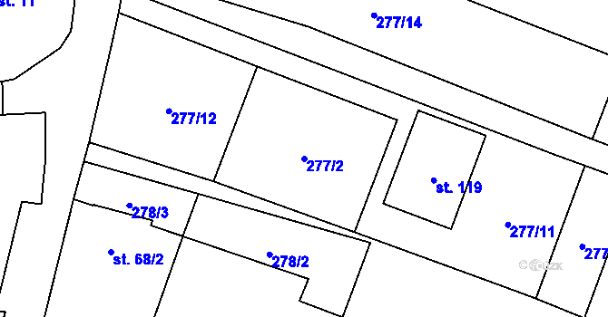 Parcela st. 277/2 v KÚ Radkov u Tábora, Katastrální mapa