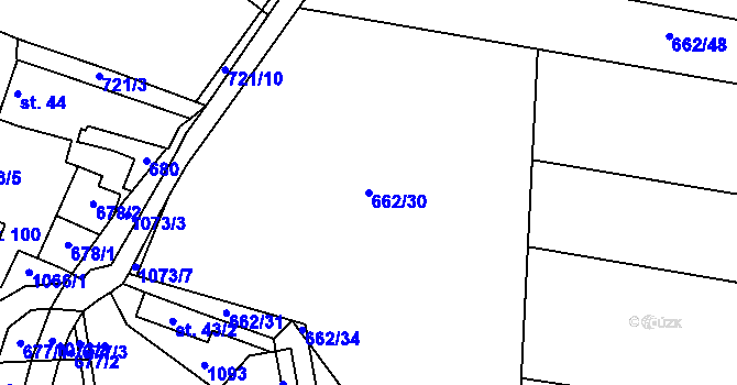 Parcela st. 662/30 v KÚ Radkov u Tábora, Katastrální mapa