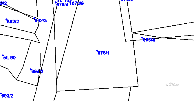 Parcela st. 676/1 v KÚ Radkov u Tábora, Katastrální mapa