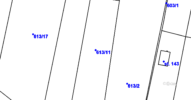 Parcela st. 613/11 v KÚ Radkov u Tábora, Katastrální mapa