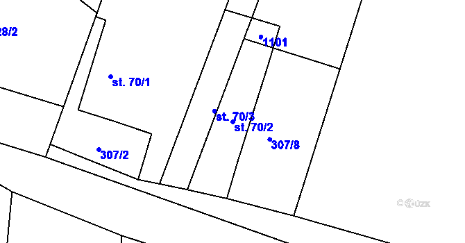 Parcela st. 70/2 v KÚ Radkov u Tábora, Katastrální mapa