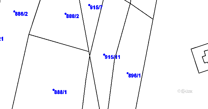 Parcela st. 915/11 v KÚ Radkov u Tábora, Katastrální mapa