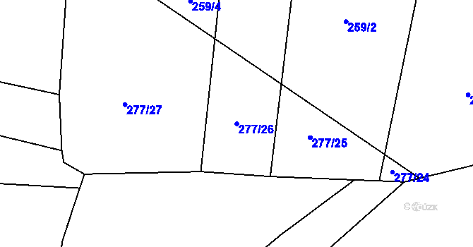 Parcela st. 277/26 v KÚ Radkov u Tábora, Katastrální mapa