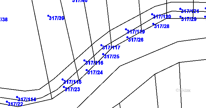Parcela st. 317/25 v KÚ Radkov u Tábora, Katastrální mapa
