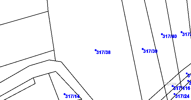 Parcela st. 317/38 v KÚ Radkov u Tábora, Katastrální mapa