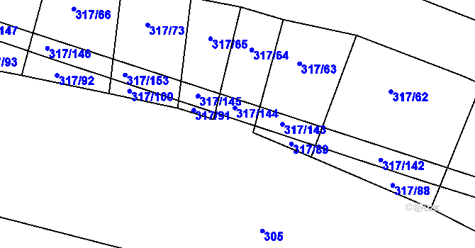 Parcela st. 317/90 v KÚ Radkov u Tábora, Katastrální mapa