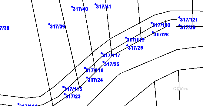 Parcela st. 317/117 v KÚ Radkov u Tábora, Katastrální mapa