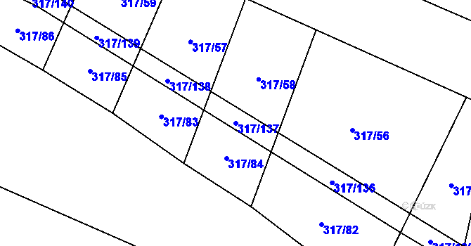 Parcela st. 317/137 v KÚ Radkov u Tábora, Katastrální mapa
