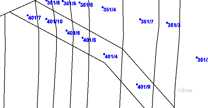 Parcela st. 401/4 v KÚ Radkov u Tábora, Katastrální mapa