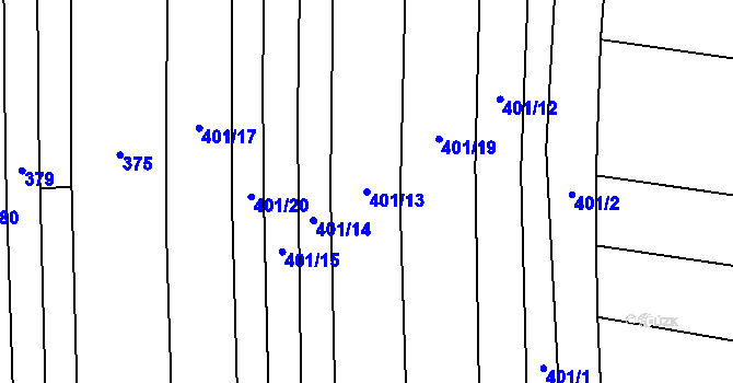Parcela st. 401/13 v KÚ Radkov u Tábora, Katastrální mapa