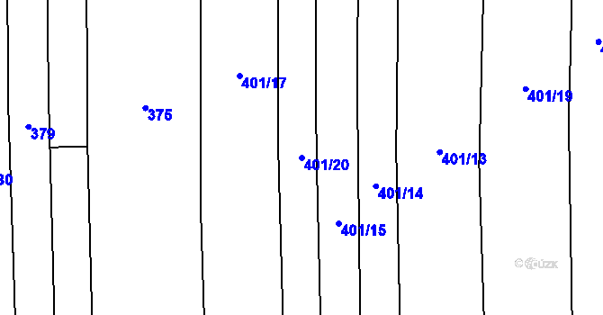 Parcela st. 401/20 v KÚ Radkov u Tábora, Katastrální mapa