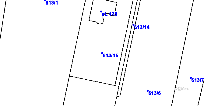 Parcela st. 613/15 v KÚ Radkov u Tábora, Katastrální mapa