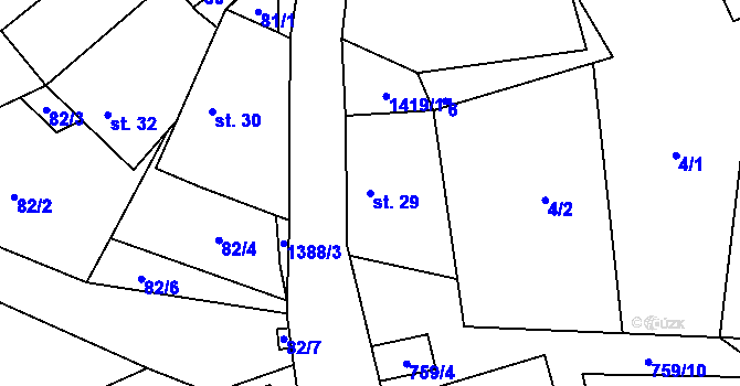 Parcela st. 29 v KÚ Radkov u Telče, Katastrální mapa