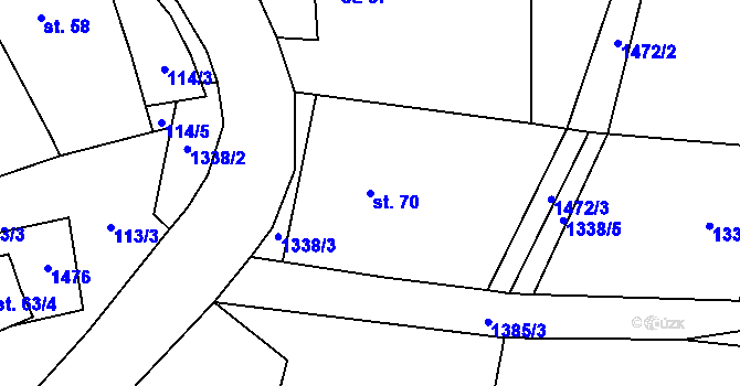 Parcela st. 70 v KÚ Radkov u Telče, Katastrální mapa