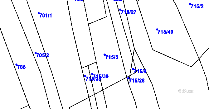 Parcela st. 715/3 v KÚ Radkov u Telče, Katastrální mapa