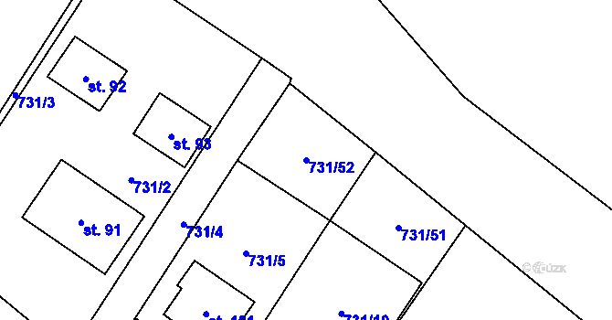 Parcela st. 731/52 v KÚ Radkov u Telče, Katastrální mapa