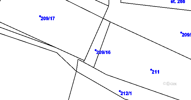 Parcela st. 209/16 v KÚ Radkov u Vítkova, Katastrální mapa
