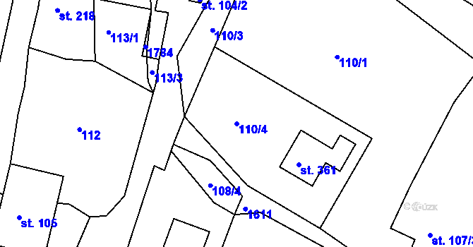 Parcela st. 110/4 v KÚ Radkov u Vítkova, Katastrální mapa