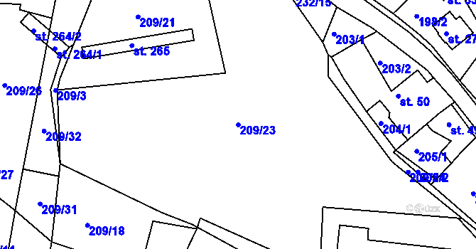 Parcela st. 209/23 v KÚ Radkov u Vítkova, Katastrální mapa