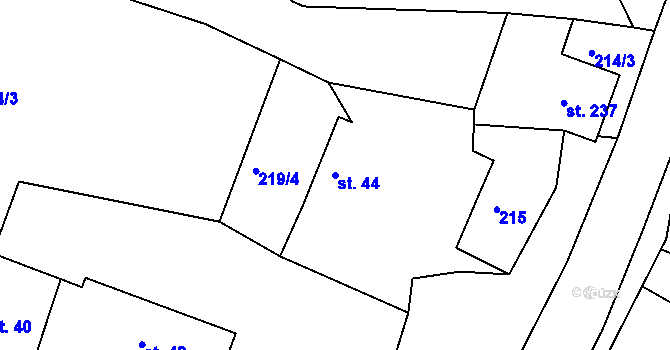 Parcela st. 44 v KÚ Radkov u Vítkova, Katastrální mapa