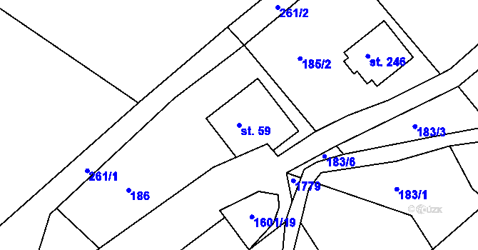 Parcela st. 59 v KÚ Radkov u Vítkova, Katastrální mapa
