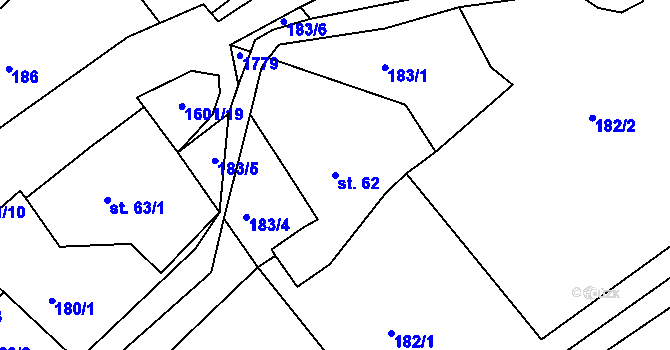 Parcela st. 62 v KÚ Radkov u Vítkova, Katastrální mapa